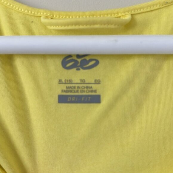 Nike Women Solid Yellow Sleeveless Long Tank Muscle Tee Size XL - Picture 6 of 13